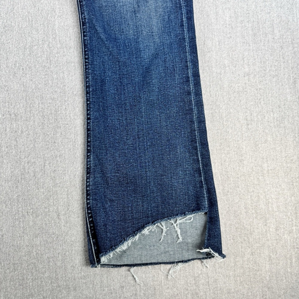 MOTHER Runaway Step Fray Jeans Women 32 Blue Flare Raw Hem Denim Boho - Picture 5 of 14
